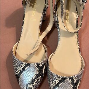 ALDO Black and Cream Snakeskin Heels
